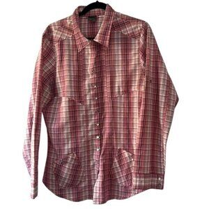 Hi-Tec Womens Red Plaid Long Sleeve Button-Up Shirt XL